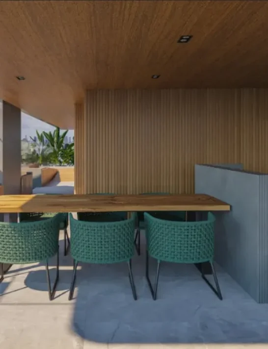 Espaço bbq apoio piscina